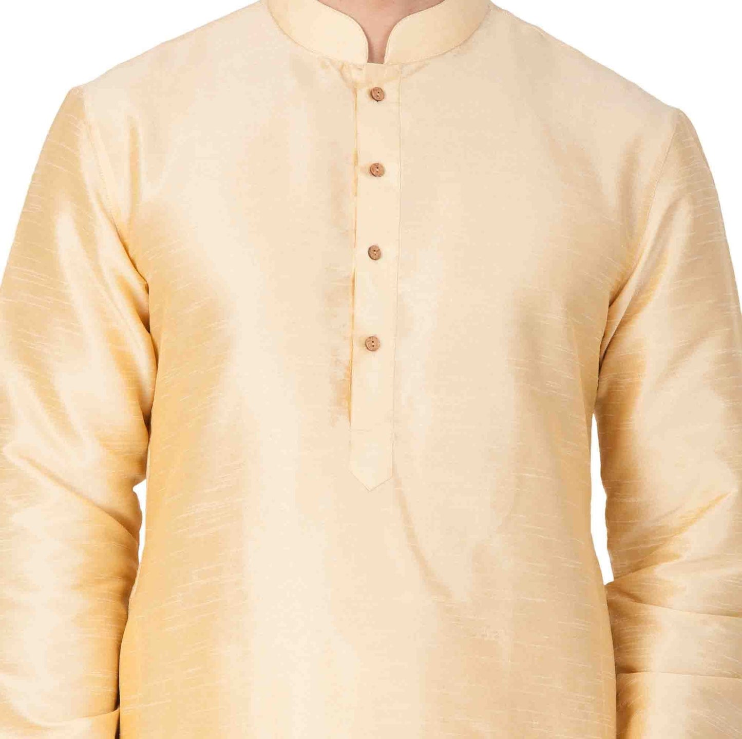 Men's Gold Cotton Silk Blend Kurta
