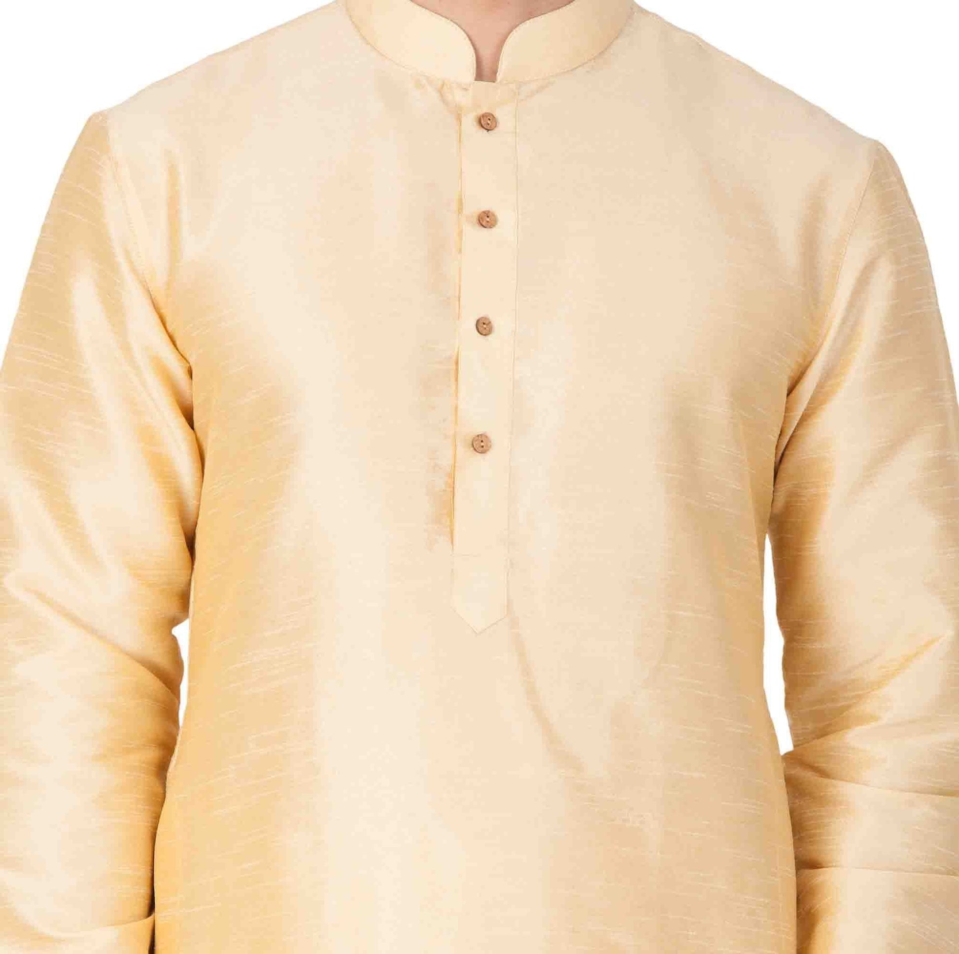 Men's Gold Cotton Silk Blend Kurta