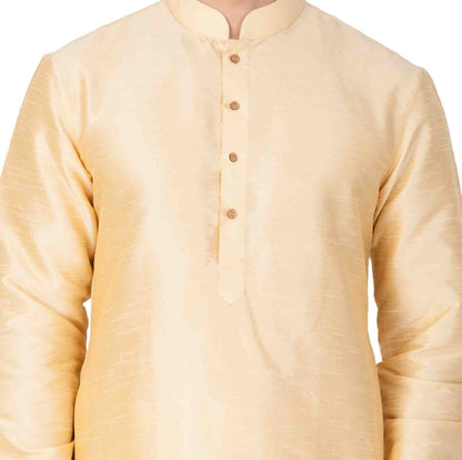 Men's Gold Cotton Silk Blend Kurta