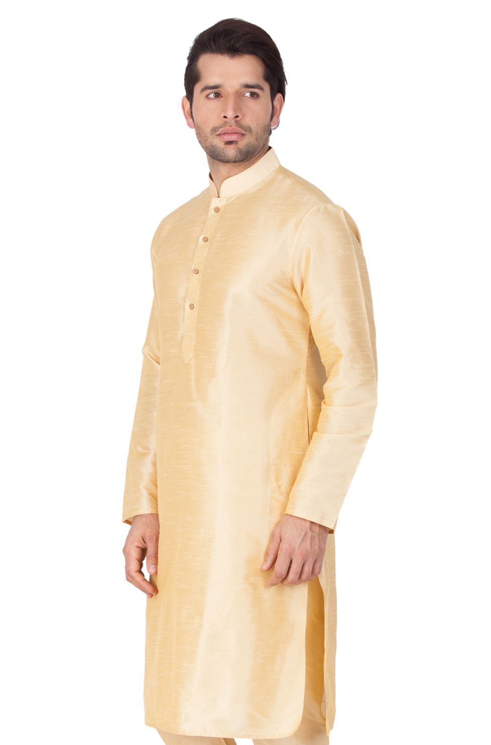 Men's Gold Cotton Silk Blend Kurta
