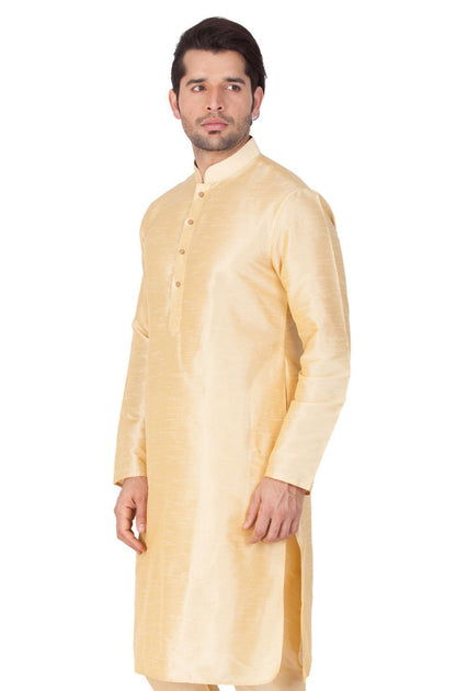 Men's Gold Cotton Silk Blend Kurta