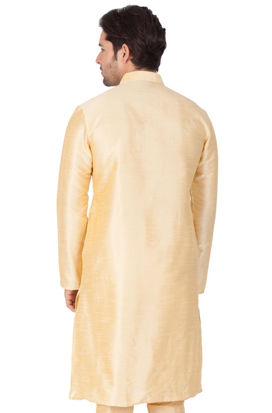Men's Gold Cotton Silk Blend Kurta