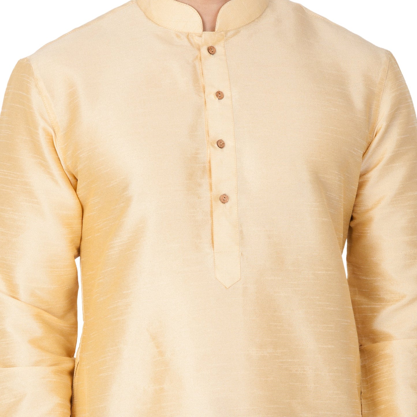 Men's Gold Cotton Silk Blend Kurta, Pyjama &amp; Dupatta Set