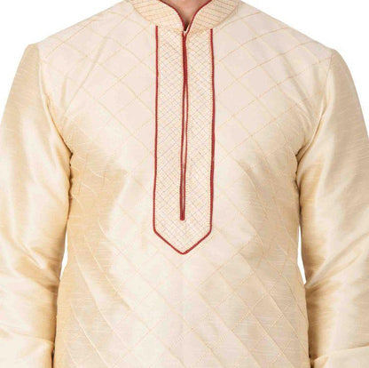Men's Gold Cotton Silk Blend Kurta