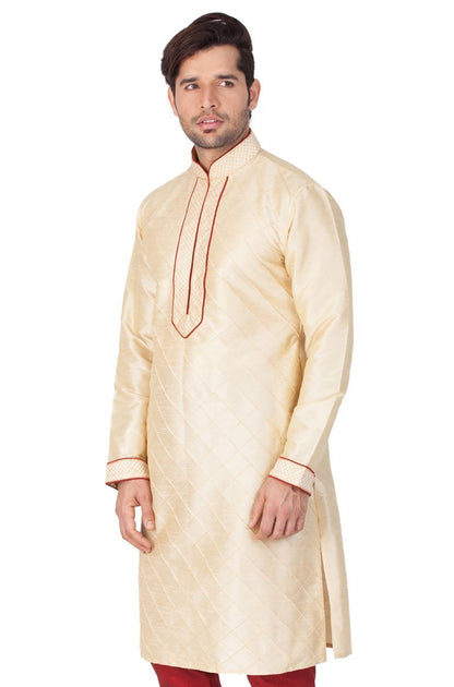 Men's Gold Cotton Silk Blend Kurta