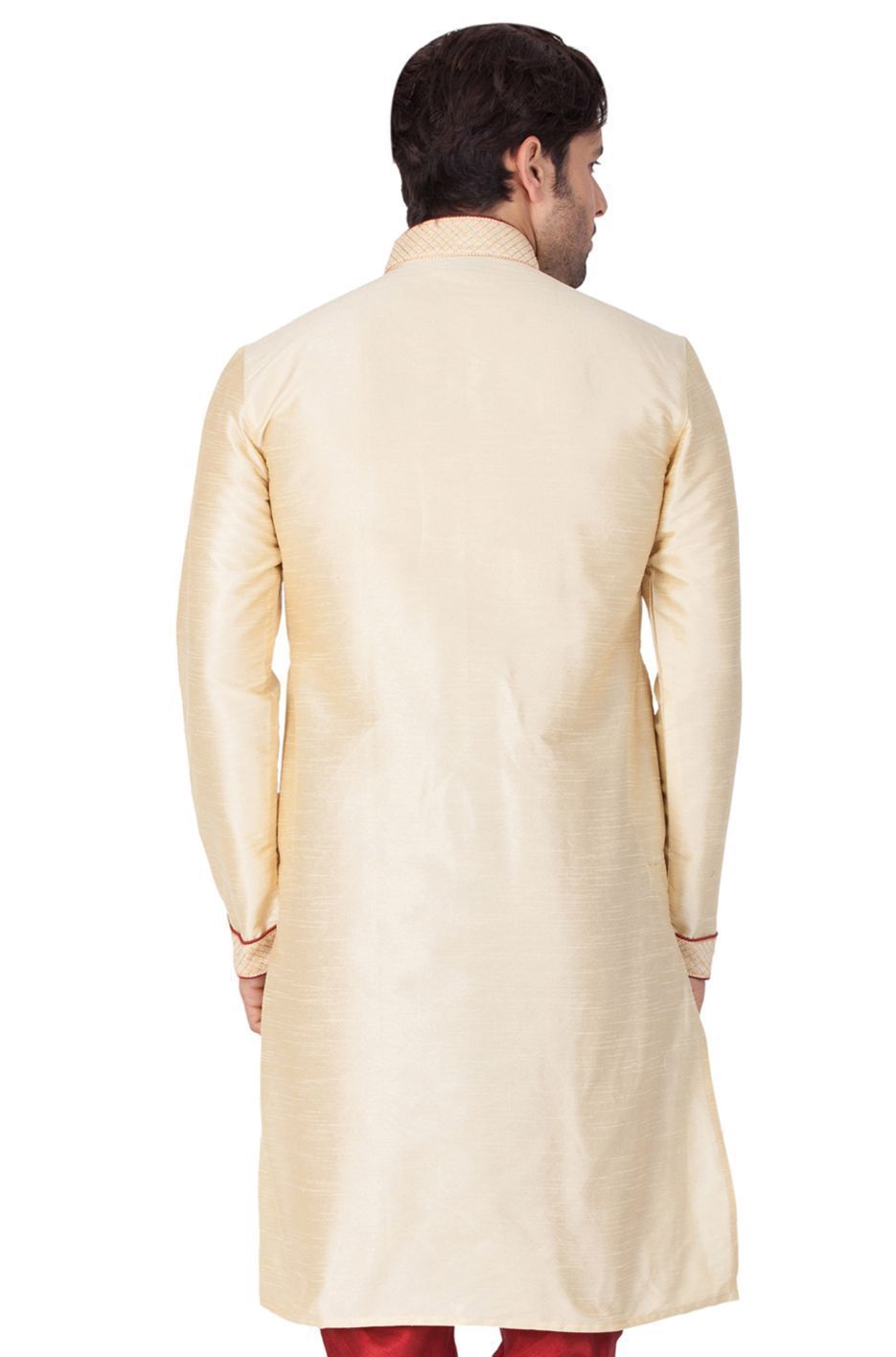 Men's Gold Cotton Silk Blend Kurta