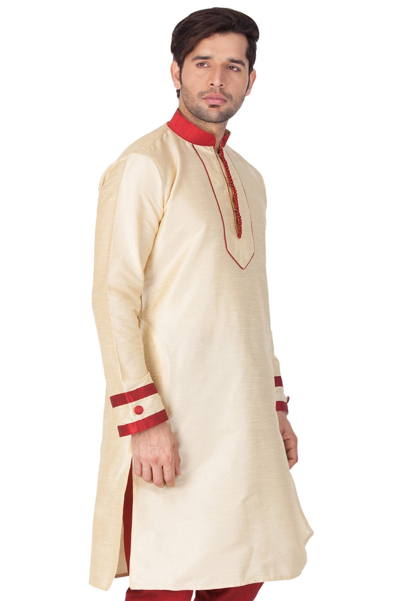 Men's Gold Cotton Silk Blend Kurta