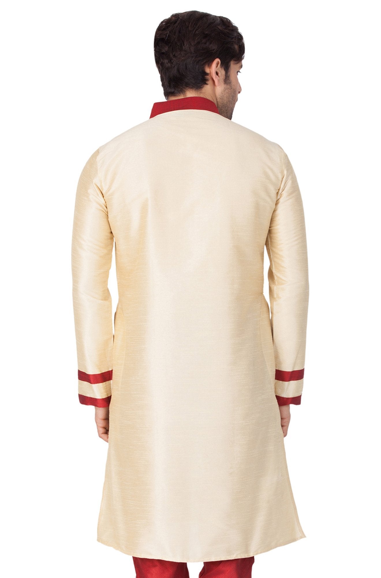 Men's Gold Cotton Silk Blend Kurta