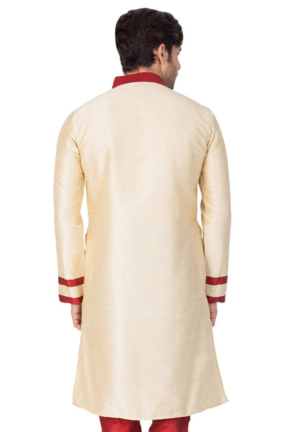 Men's Gold Cotton Silk Blend Kurta