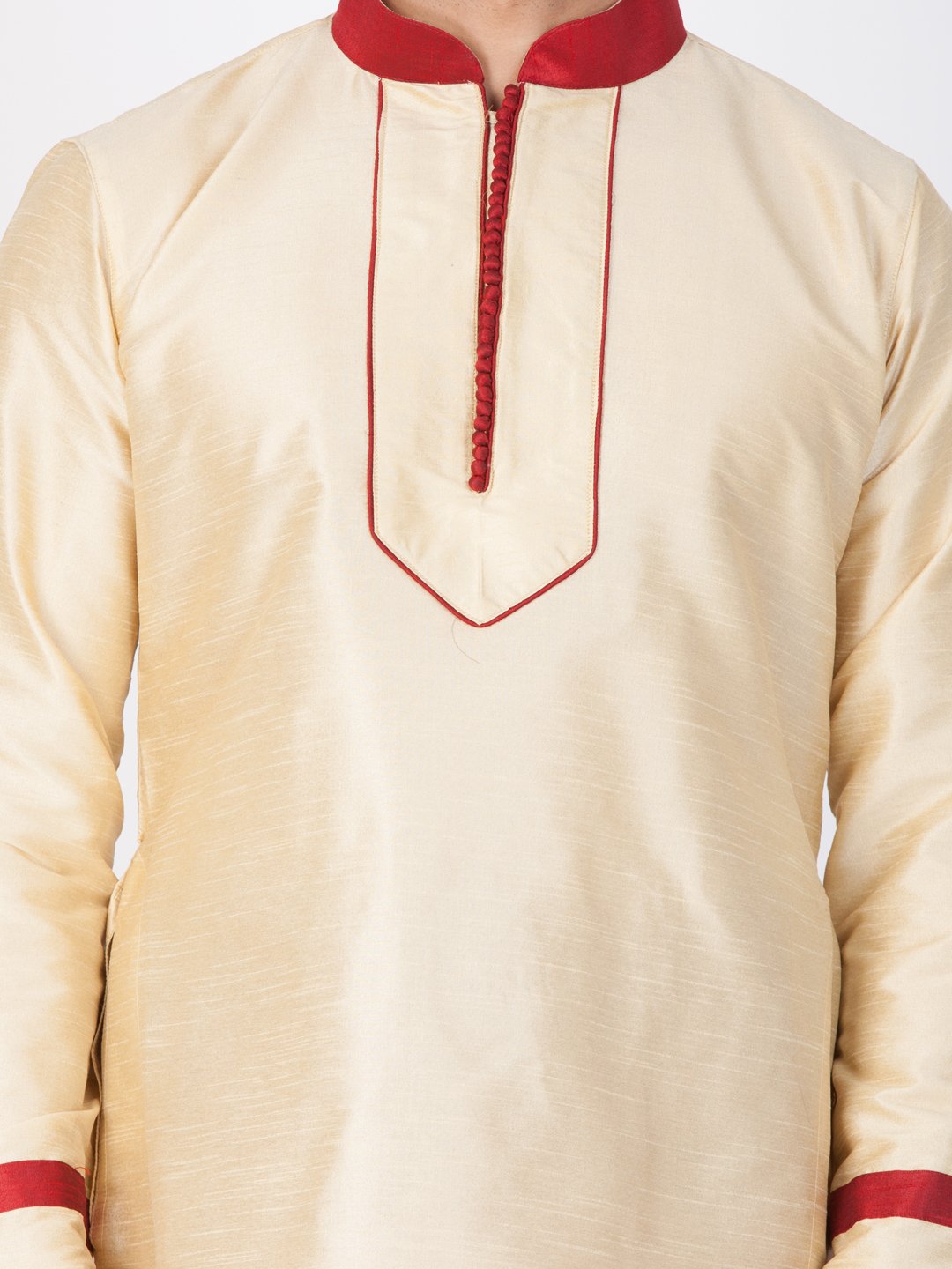 Men's Gold Cotton Silk Blend Kurta and Pyjama Set