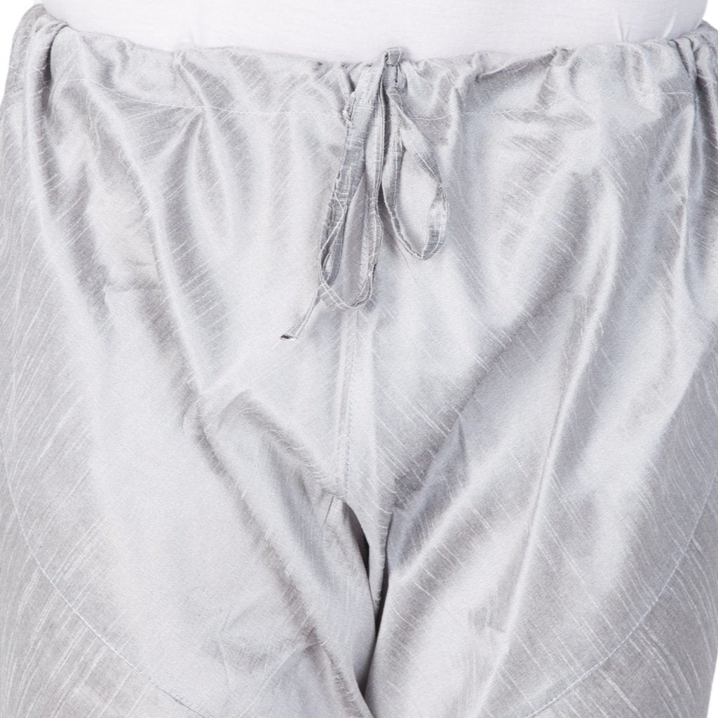 Men's Grey Cotton Silk Blend Kurta and Pyjama Set