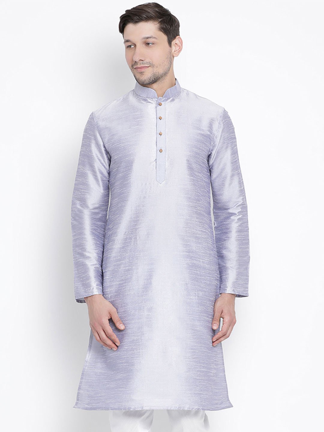 Men's Light Blue Cotton Silk Blend Kurta