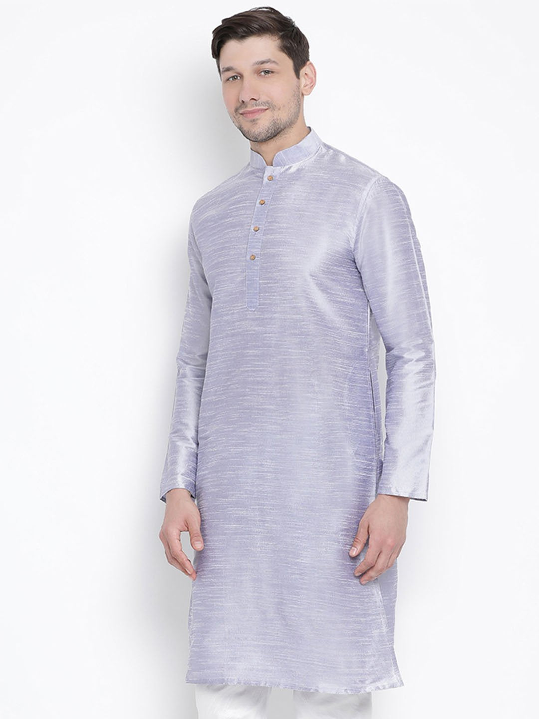 Men's Light Blue Cotton Silk Blend Kurta