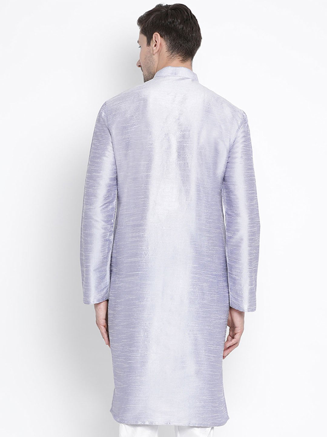Men's Light Blue Cotton Silk Blend Kurta