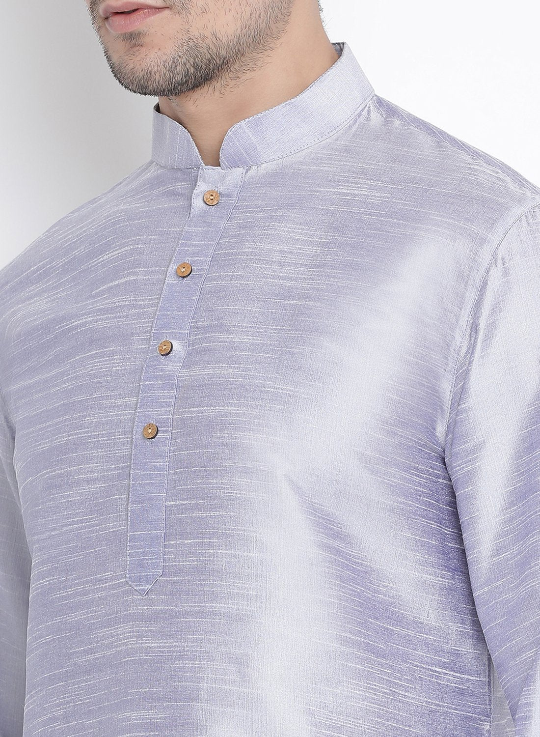 Men's Light Blue Cotton Silk Blend Kurta and Pyjama Set