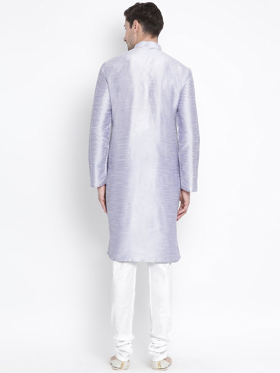 Men's Light Blue Cotton Silk Blend Kurta and Pyjama Set