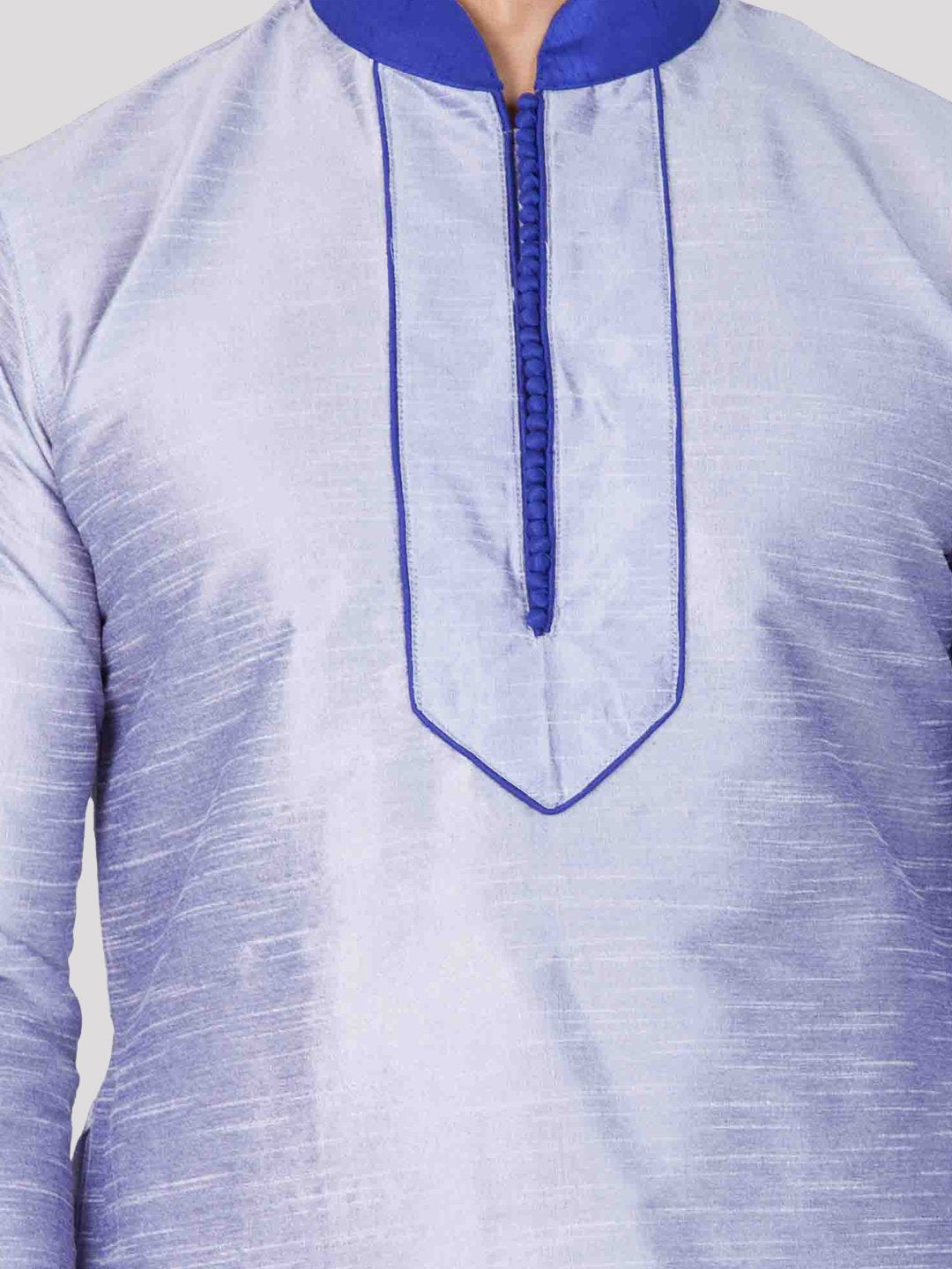 Men's Light Blue Cotton Silk Blend Kurta