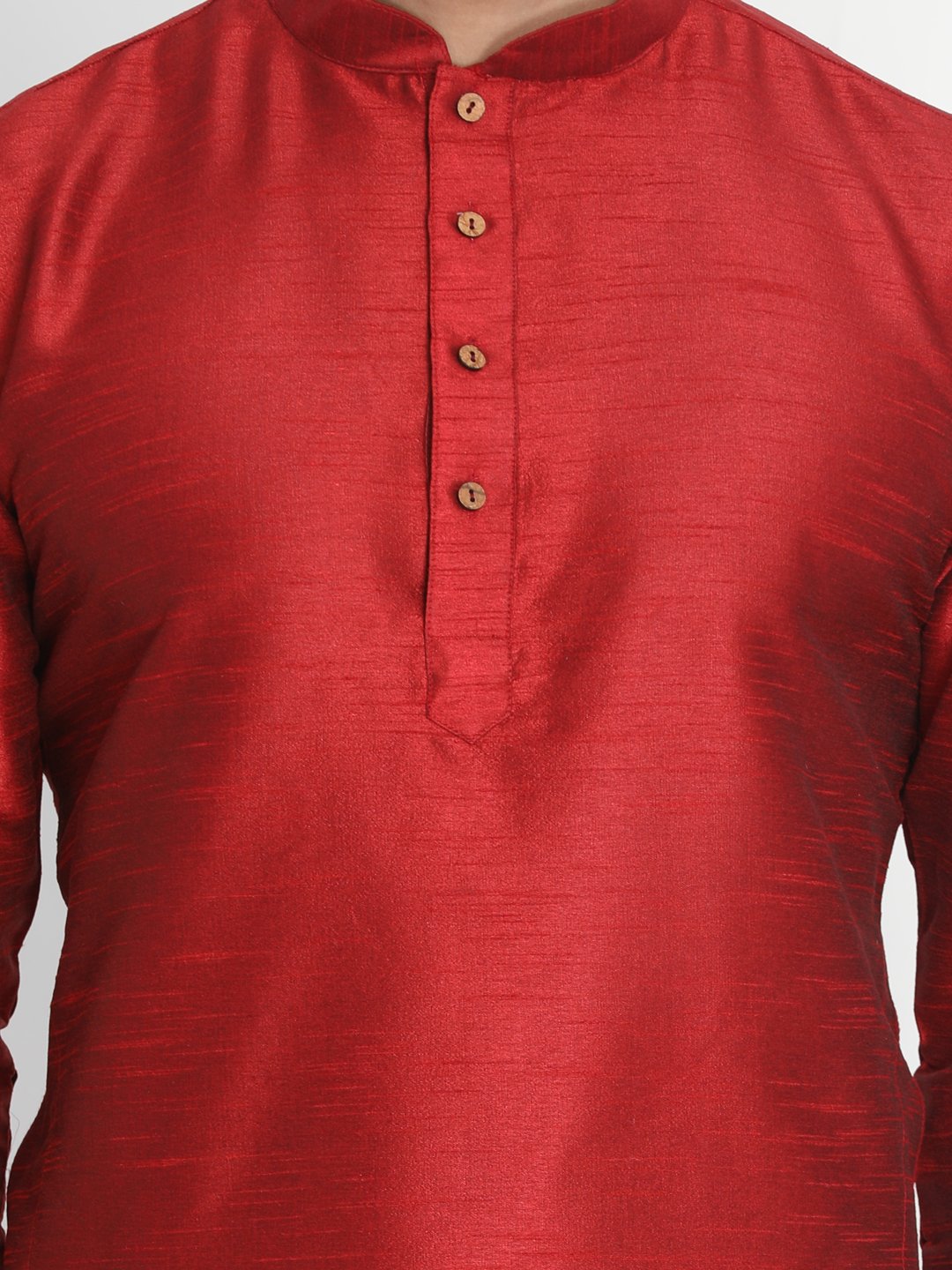 Men's Maroon Cotton Silk Blend Kurta