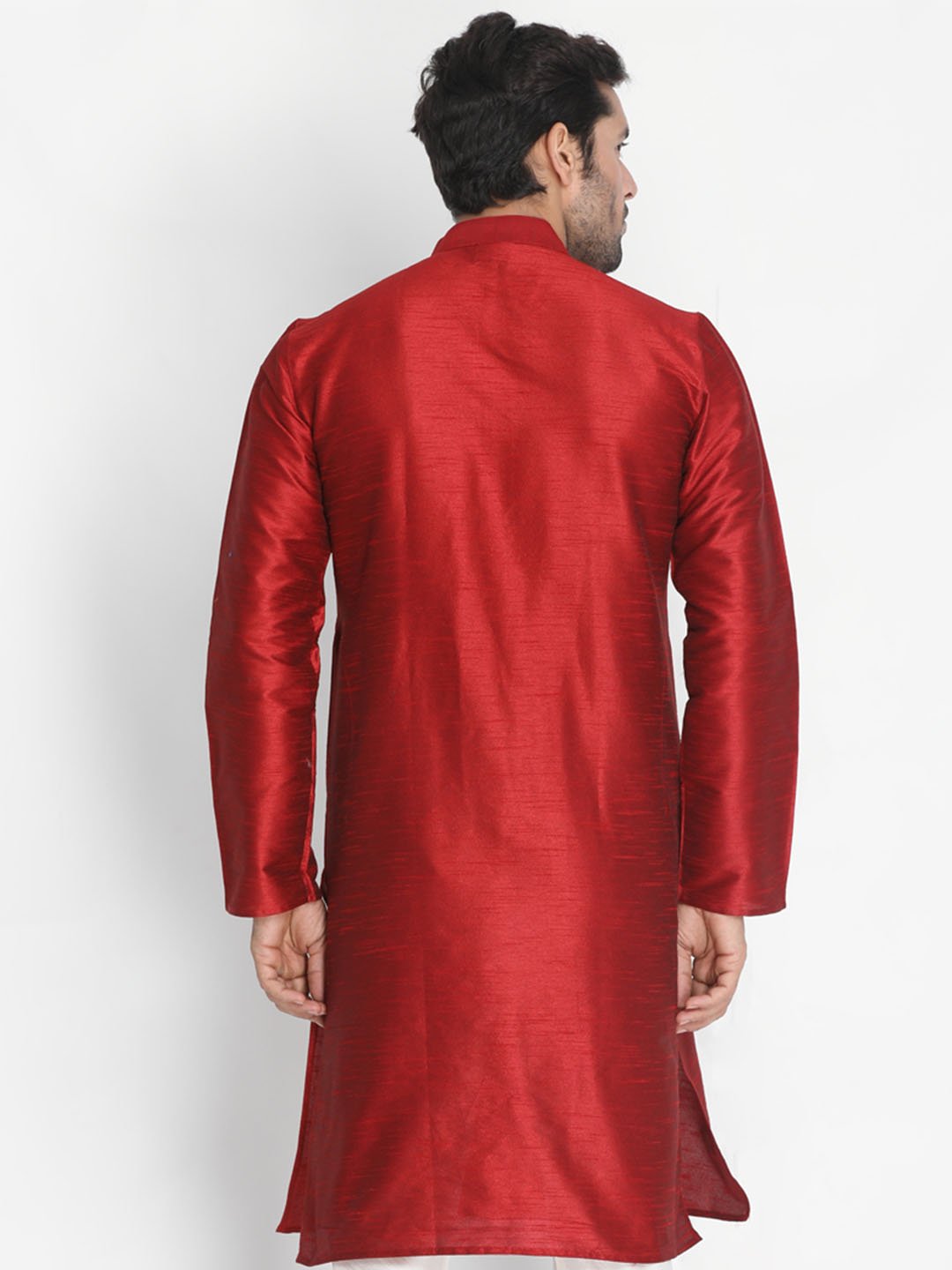 Men's Maroon Cotton Silk Blend Kurta