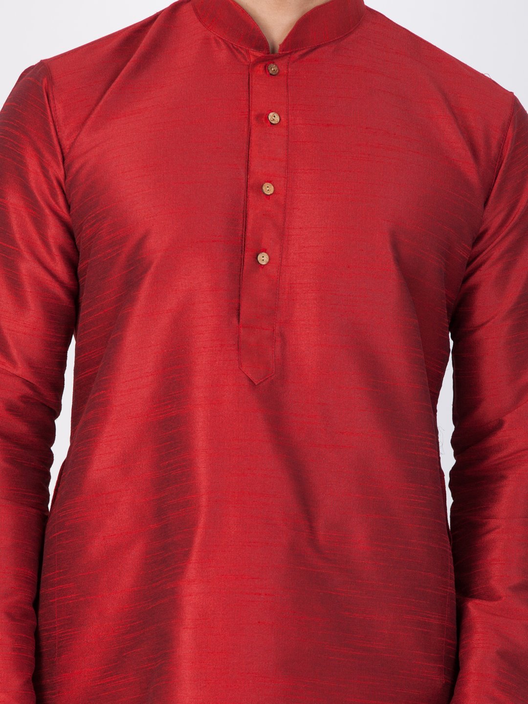 Men's Maroon Cotton Silk Blend Kurta, Pyjama &amp; Dupatta Set