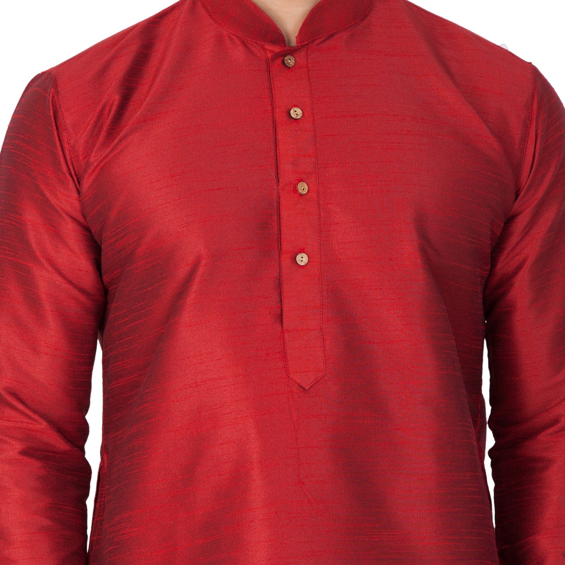 Men's Maroon Cotton Silk Blend Kurta, Pyjama &amp; Dupatta Set