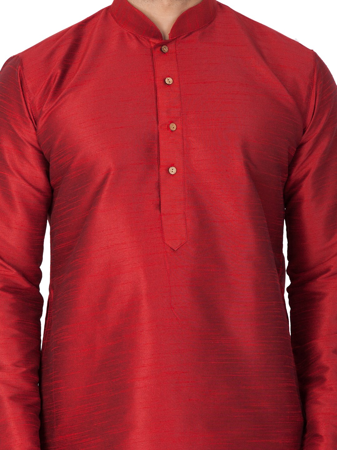 Men's Maroon Cotton Silk Blend Kurta and Pyjama Set