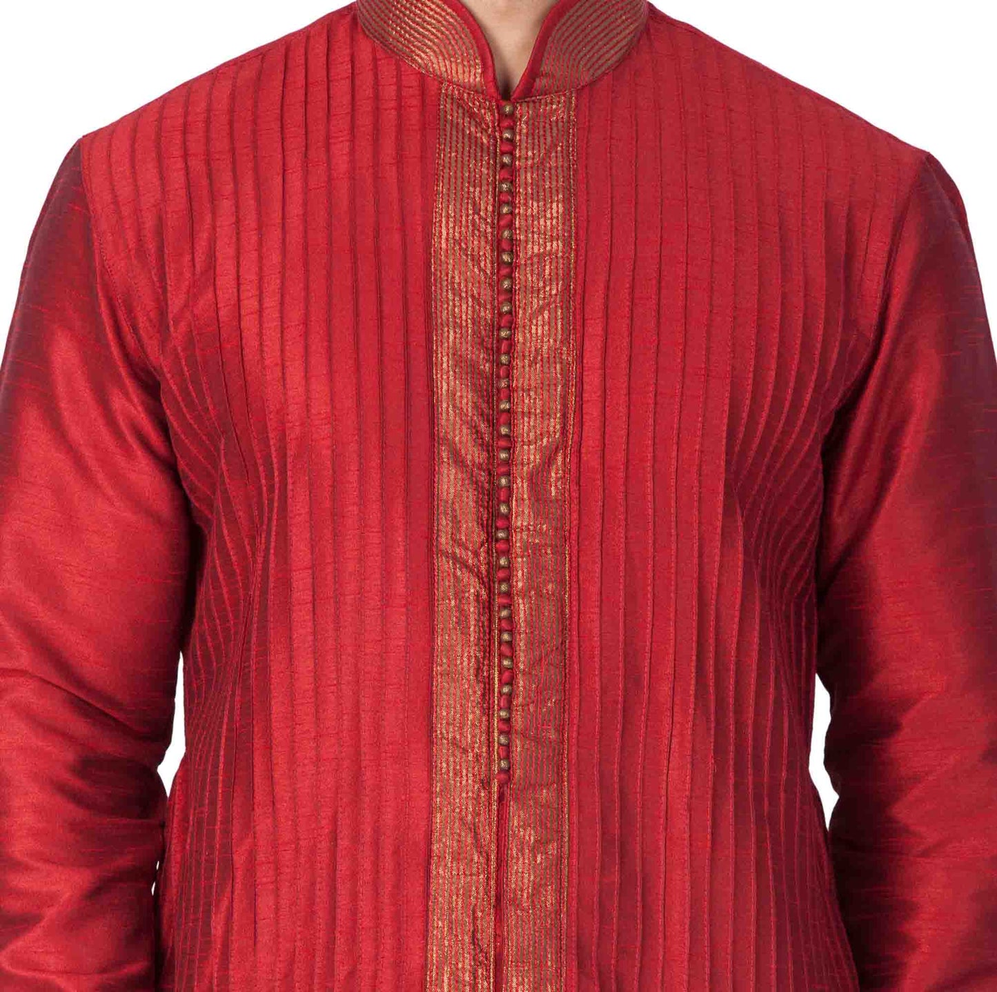Men's Maroon Cotton Silk Blend Kurta and Pyjama Set