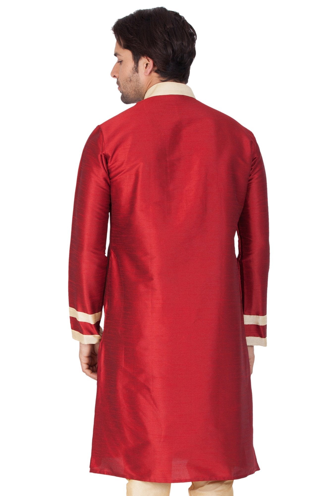 Men's Maroon Cotton Silk Blend Kurta