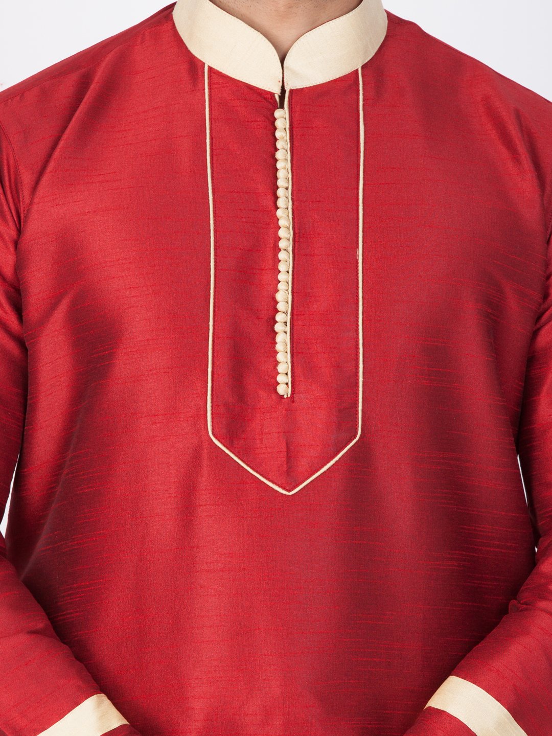 Men's Maroon Cotton Silk Blend Kurta and Pyjama Set