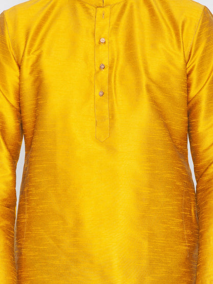 Men's Gold Cotton Silk Blend Kurta