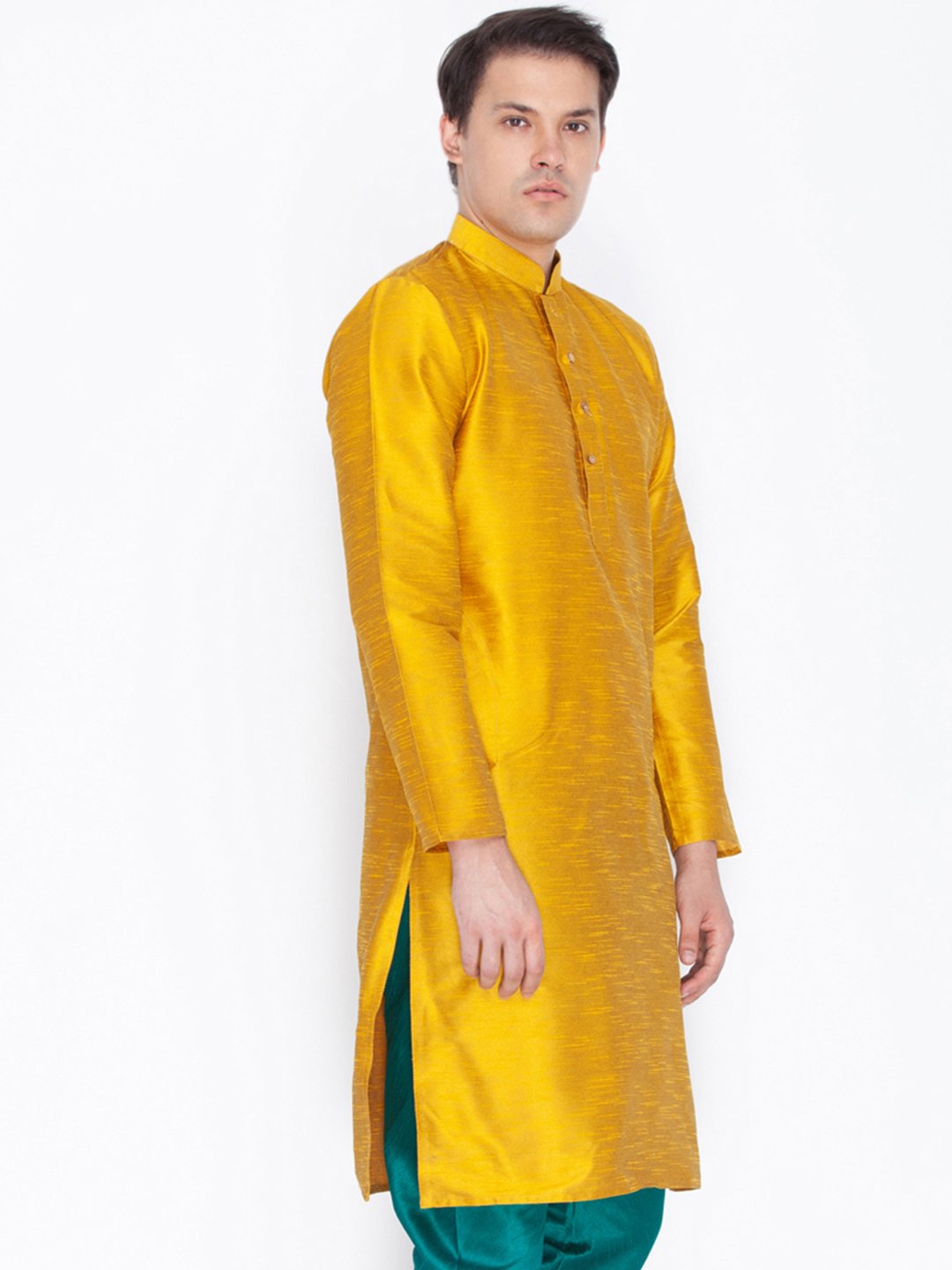 Men's Gold Cotton Silk Blend Kurta