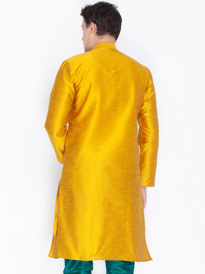 Men's Gold Cotton Silk Blend Kurta