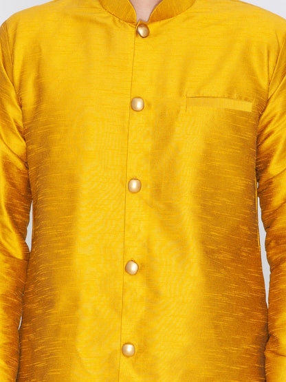 Men's Gold Cotton Silk Blend Sherwani Set