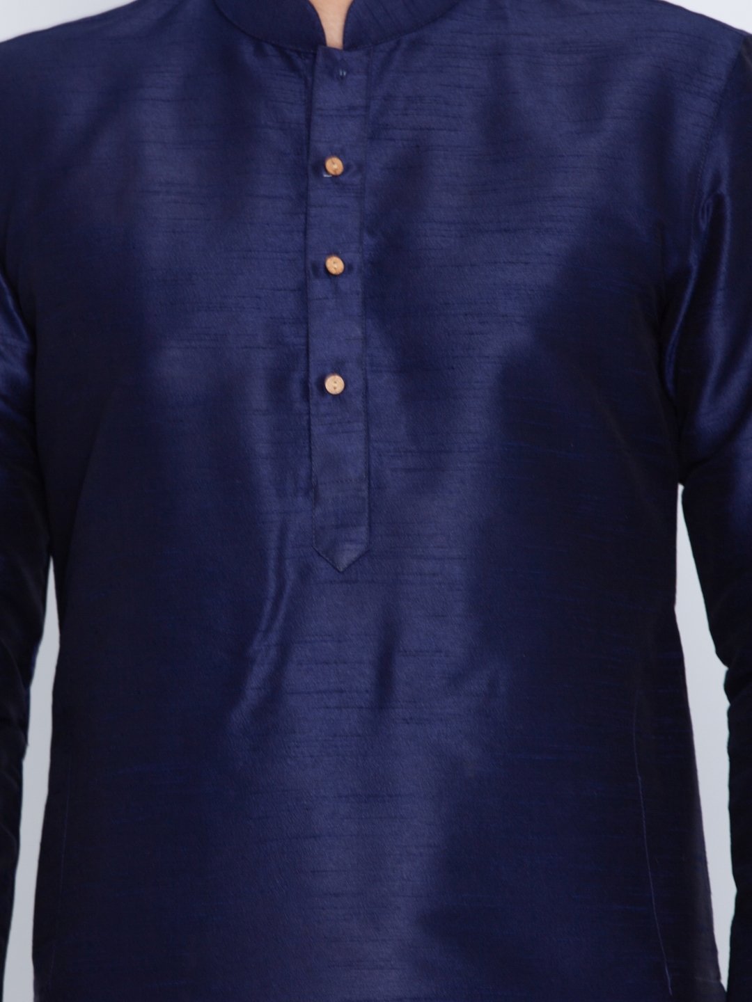 Men's Dark Blue Cotton Silk Blend Kurta