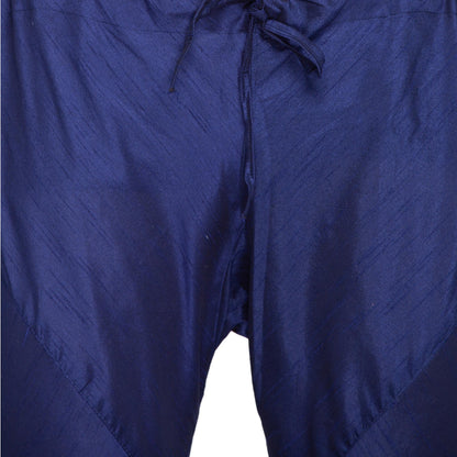 Men's Dark Blue Silk Blend Kurta and Pyjama Set