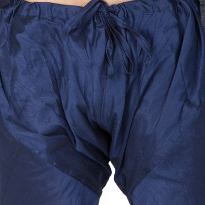 Men's Blue Cotton Silk Blend Kurta and Pyjama Set