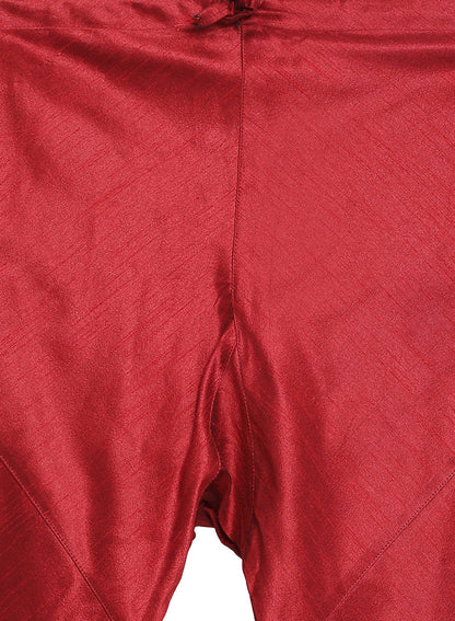 Men's Orange Cotton Silk Blend Kurta and Pyjama Set