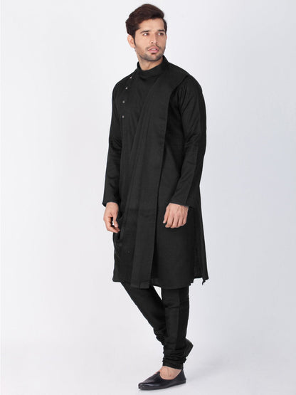 Men's Black Cotton Kurta and Pyjama Set