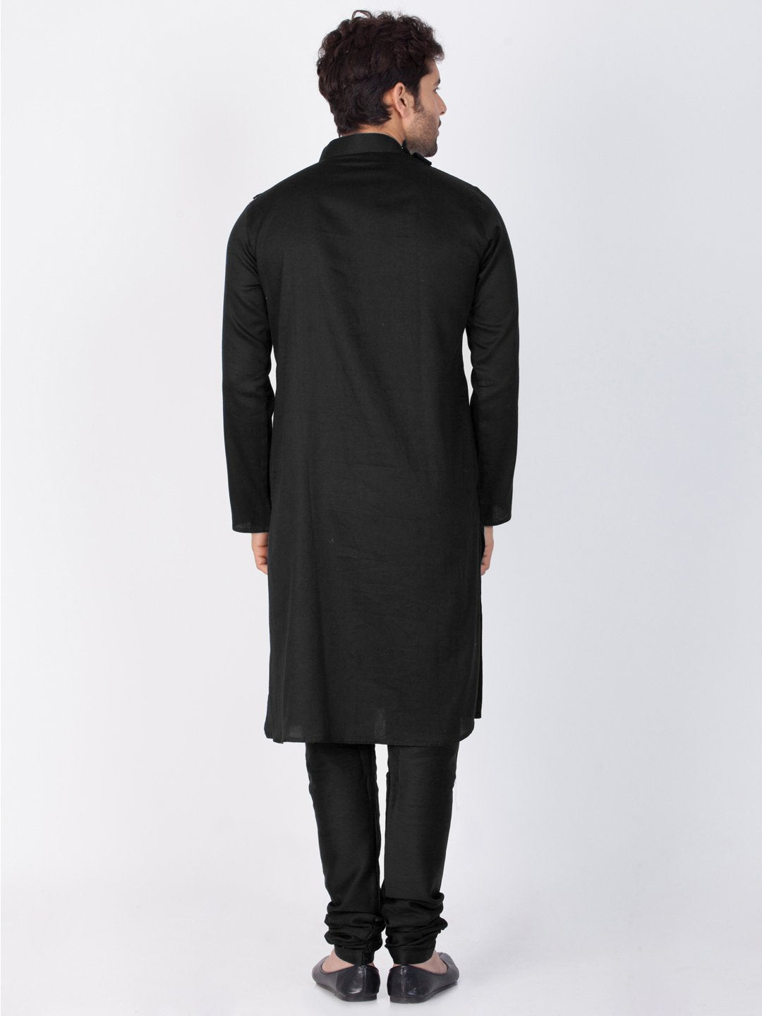 Men's Black Cotton Kurta and Pyjama Set
