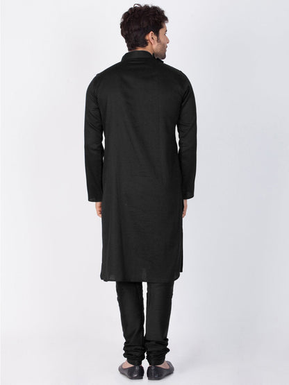 Men's Black Cotton Kurta and Pyjama Set