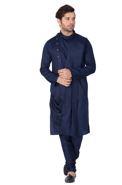 Men's Blue Cotton Kurta and Pyjama Set