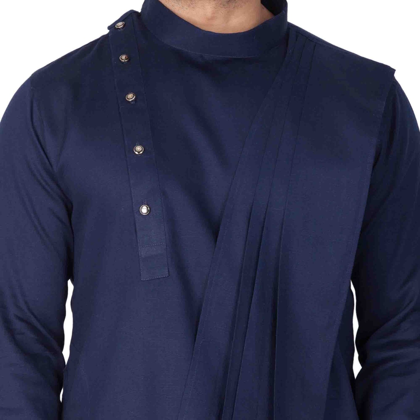 Men's Blue Cotton Kurta and Pyjama Set