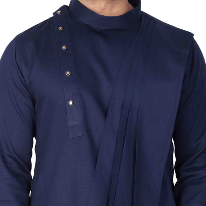Men's Blue Cotton Kurta and Pyjama Set