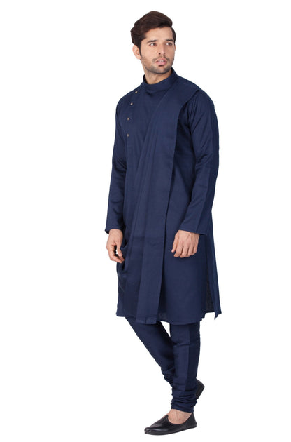 Men's Blue Cotton Kurta and Pyjama Set