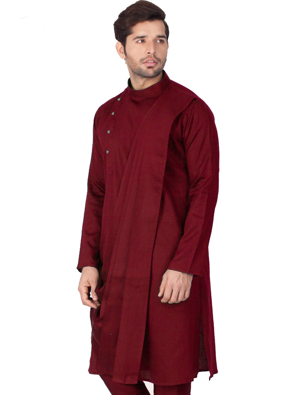 Men's Maroon Cotton Kurta and Pyjama Set