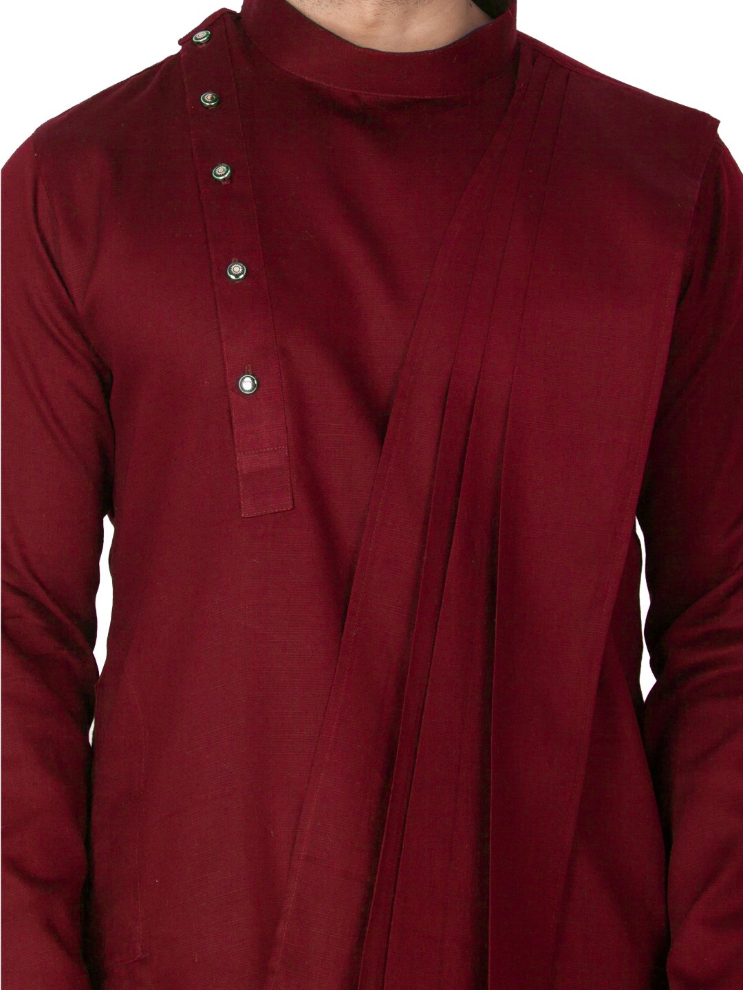 Men's Maroon Cotton Kurta and Pyjama Set