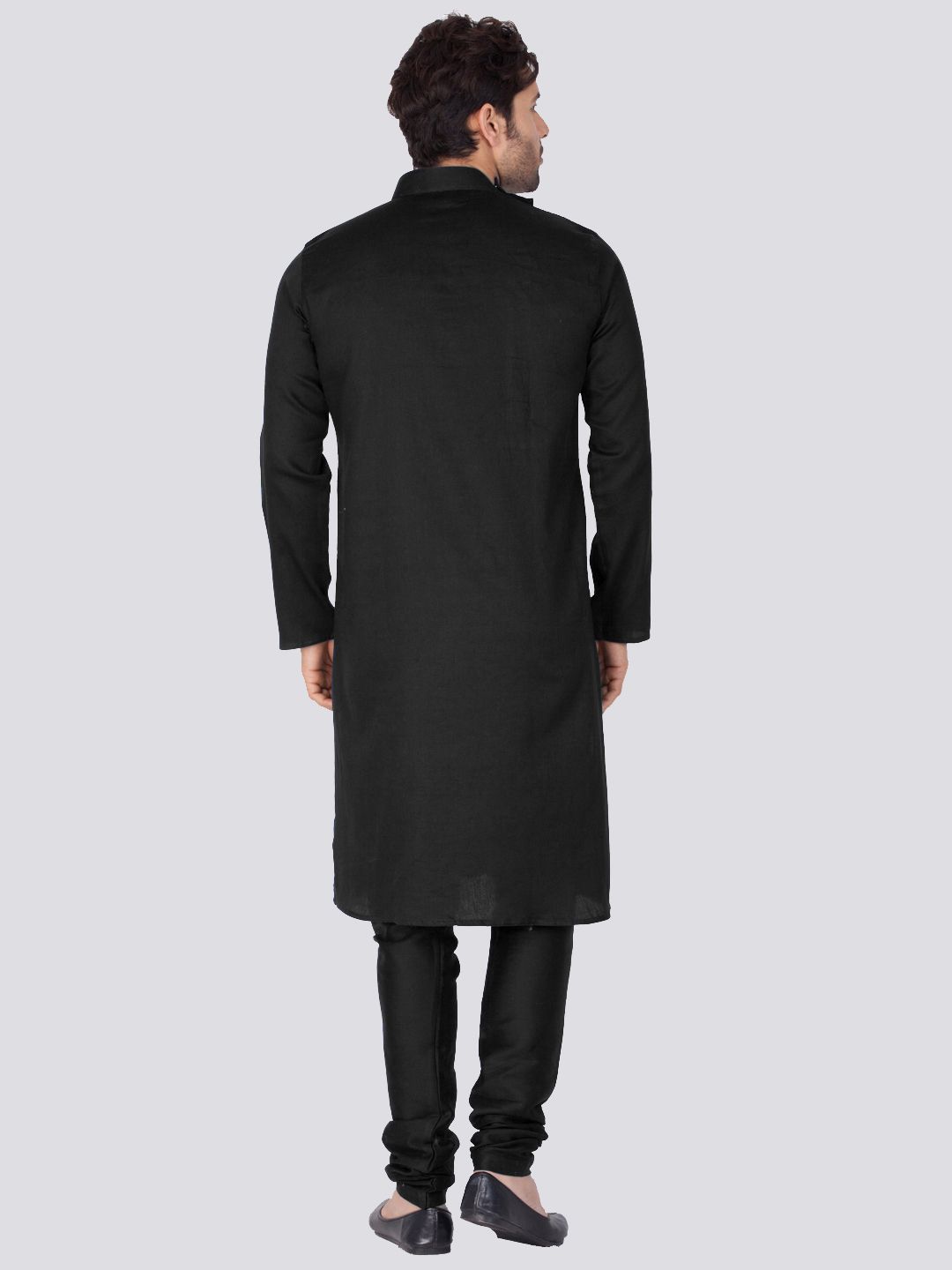 Men's Black Cotton Kurta and Pyjama Set