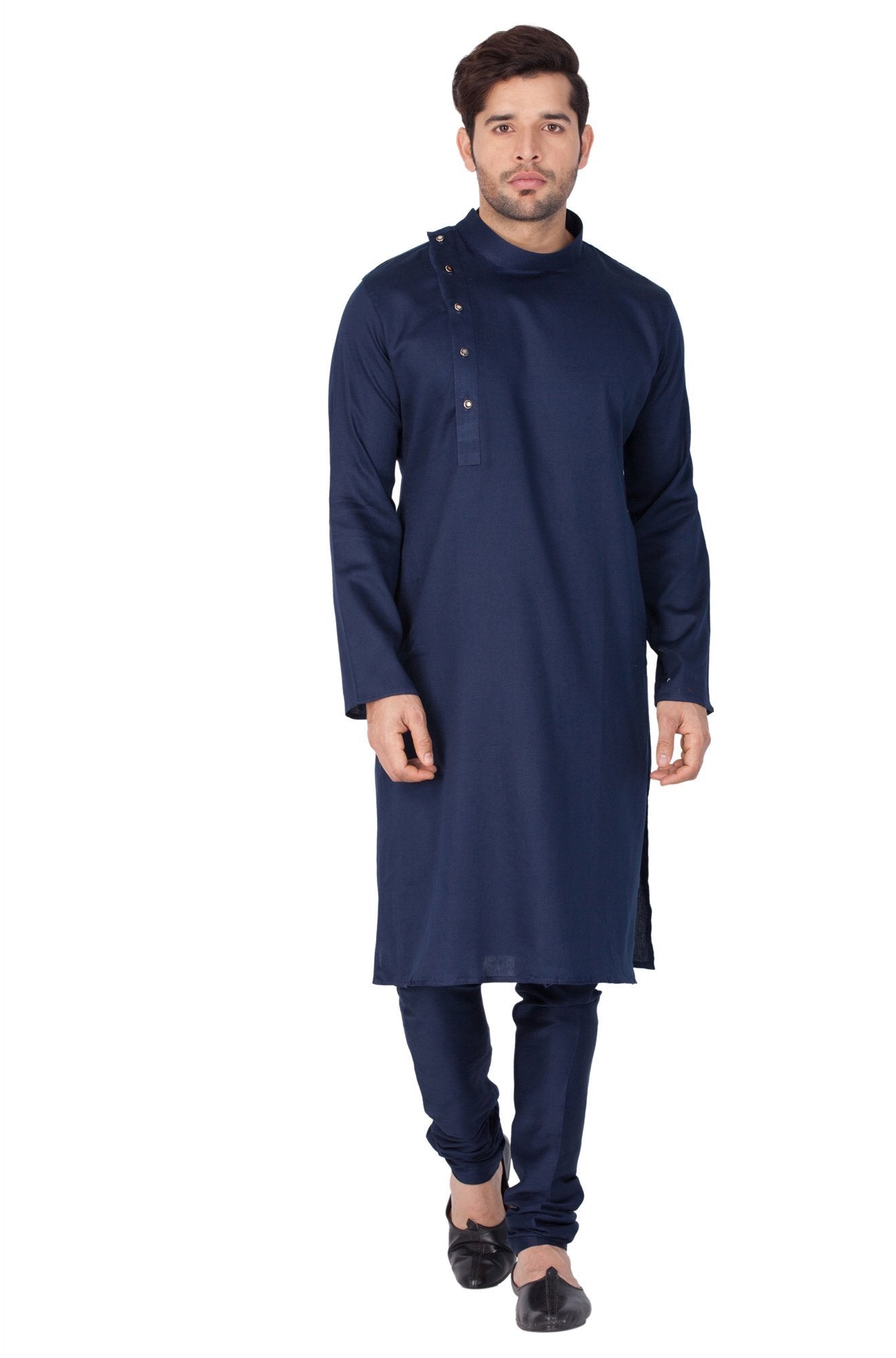 Men's Blue Cotton Kurta and Pyjama Set