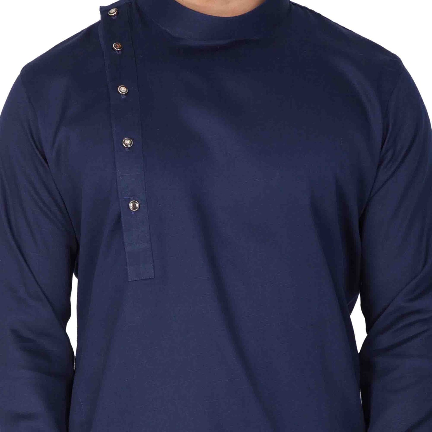 Men's Blue Cotton Kurta and Pyjama Set