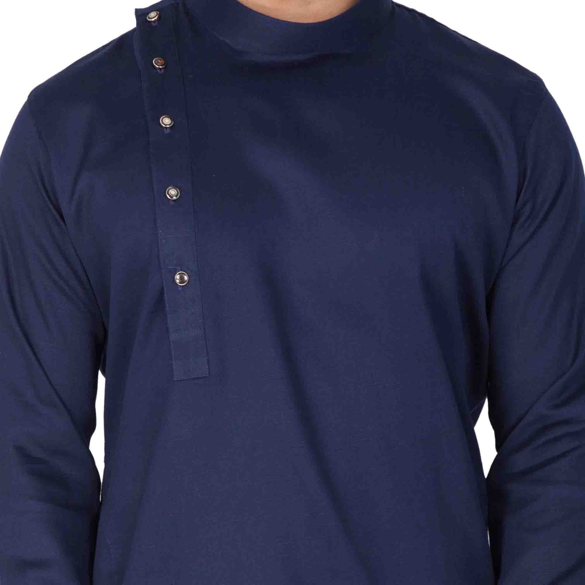 Men's Blue Cotton Kurta and Pyjama Set